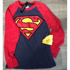 Boys Superman Long Sleeve Shirt Size M NWT B4